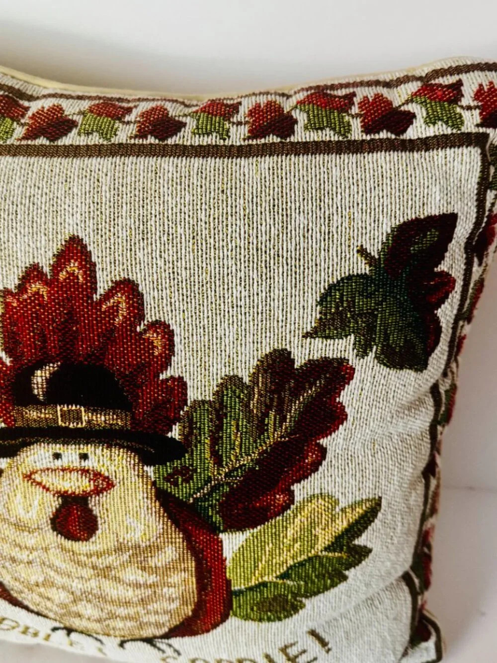 Turkey Gobble Gobble Woven Tapestry Throw Pillow 16x16